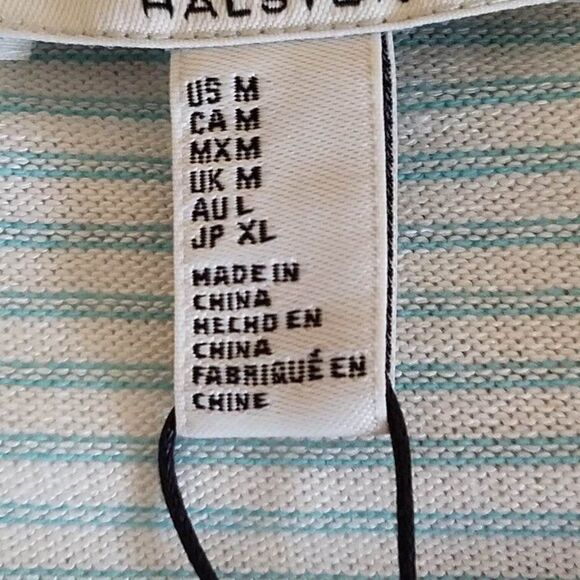 NWT Halston Turquoise/White Top Stripes on Front Color Block Back size Med - Picture 9 of 9